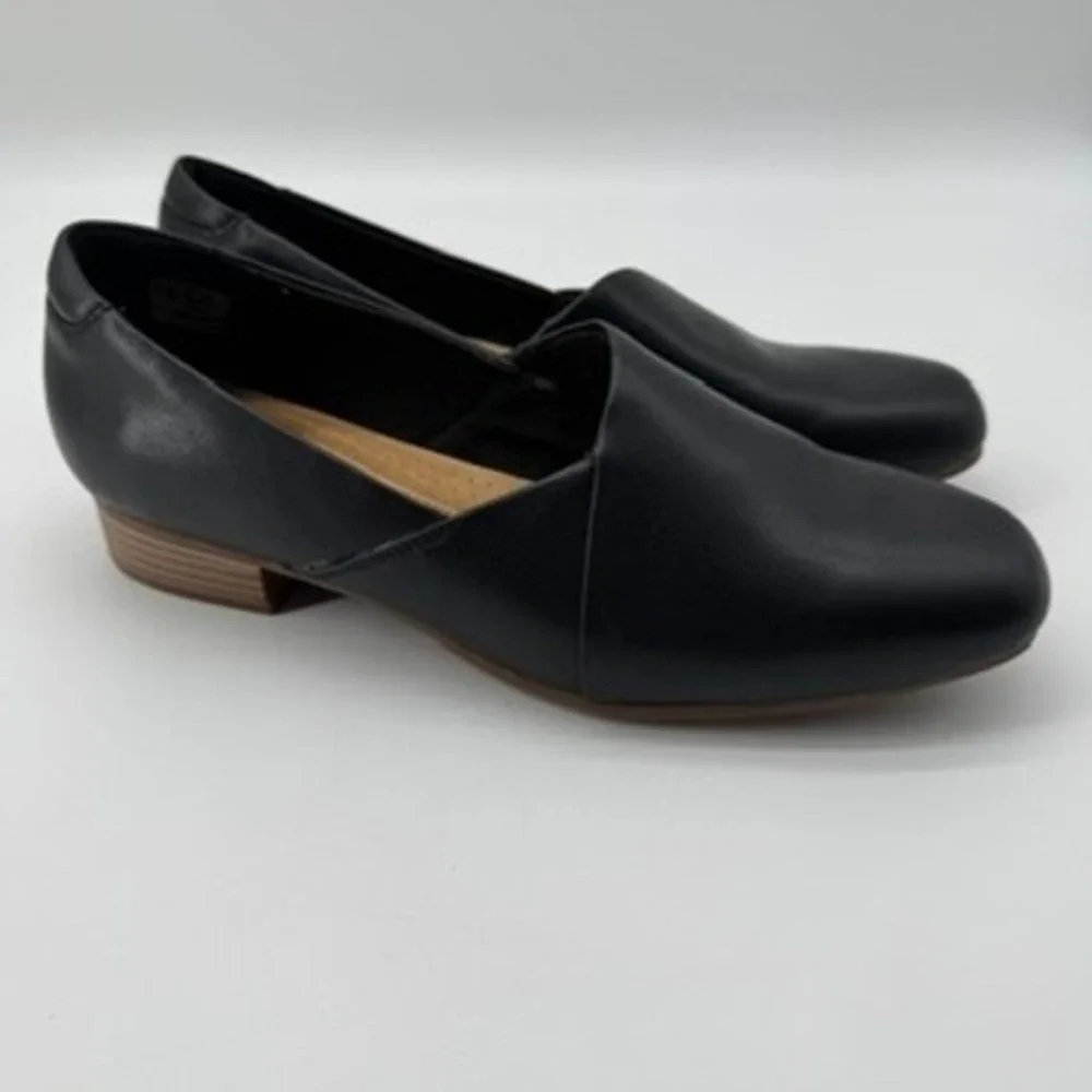 Clarks Juliet Palm Loafers 10 Wide Leather Slip On Low Block Heel Shoes Ortho